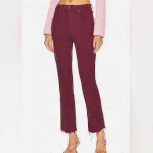 MOTHER Women's Straight Leg Jeans in Burgundy